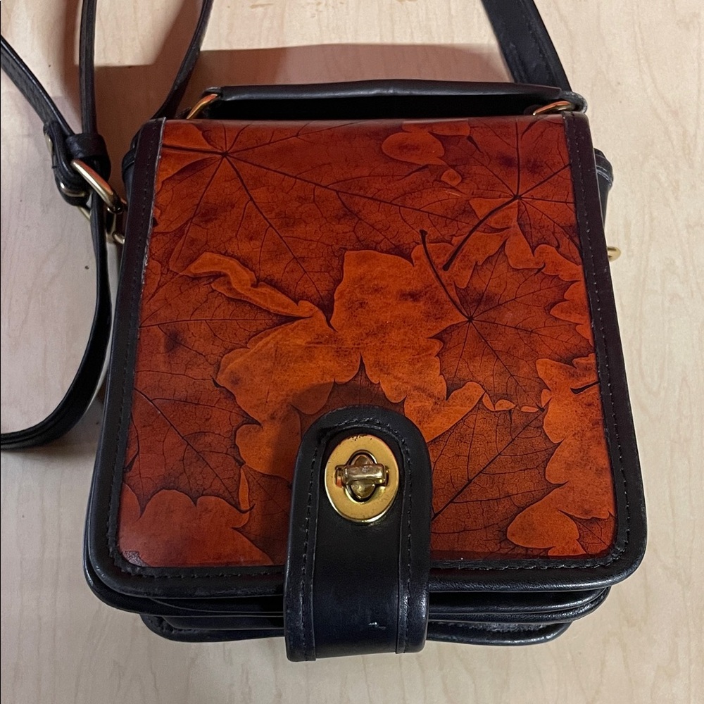 CL Whiting Leaf Leather, Leather-Edged Cross-Body Bag~ Vintage and One of a Kind